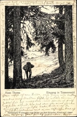 Künstler Ansichtskarte / Postkarte Thoma, Hans, Eingang im Tannenwald, Kalender Kunst und Leben