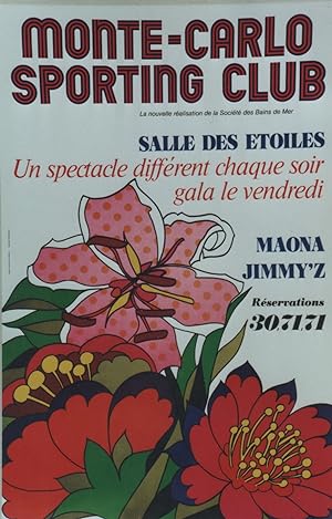 "MONTE-CARLO SPORTING CLUB" Affiche originale entoilée / Offset STUDIO BAZZOLI Monaco (années 70)