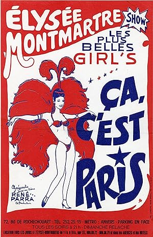 "ÉLYSÉE MONTMARTRE SHOW: ÇA C'EST PARIS" Affiche d'intérieur originale entoilée Chorégraphie et m...