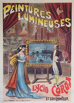 "PEINTURES LUMINEUSES / Lycia COROT" Affiche originale entoilée / Litho Affiches A. DUPUIS (1900)