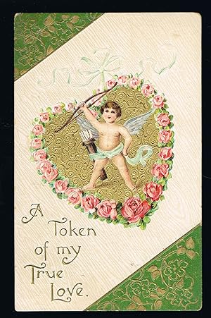 Token of My True Love Cupid Embossed Valentine Postcard