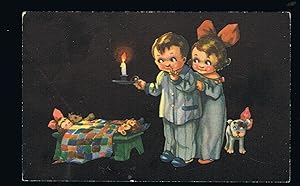 Children Putting Toys to Bed [Colombo?} Postcard
