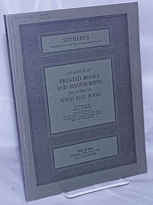 Catalogue of Printed Books and Manuscripts Relating to Wine and Food, The Property of Mrs. J.D. S...