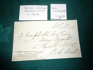 Autograph on piece: Addressed to. A Campbell. Army Agent 6 Regent St, Pall Mall. Feb 1828.