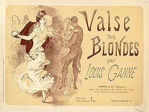 "VALSE DES BLONDES" par Louis GANNE / Couverture de partition originale entoilée / Litho par Jule...