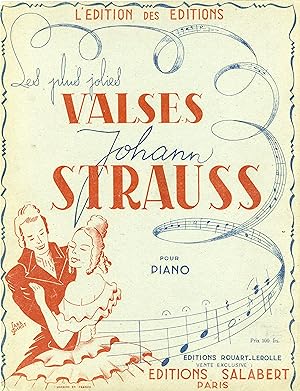 "VALSES de Johann STRAUSS" Couverture de partition originale entoilée / Typo-litho originale de S...