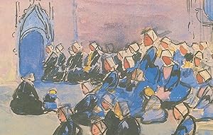 Breton Woman Outside Church Walsall Gallery Painting Postcard