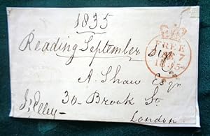 Signature on piece with magenta circular "Free Post" cancel. To A Shaw Esq, 30 Brook St, London 1...