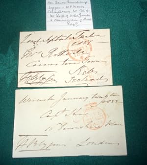TWO signatures on pieces (“free frank” fronts) 1 is dated 1823 to Capt Hay? London and the other ...