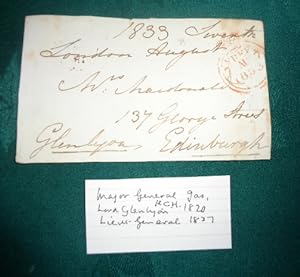 Signature on "Free front" cover, dated 7th August 1833, to Mrs MacDonald, George St, Edinburgh.