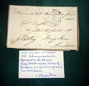 Signature on piece. With a good black "free post" cancel dated November 5th 1825 to a Mrs Croft? ...
