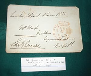Signature on piece with large double ring "free post" magenta cancel. Sent from London to Wymondh...