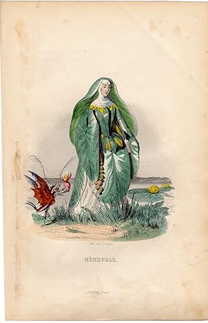 Antique Print-FLOWERS PERSONIFIED-WATERLILLY-NENUPHAR-NUN. -Grandville-1852