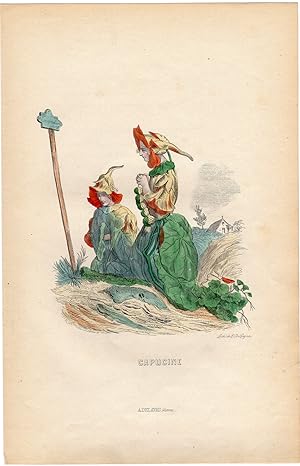Antique Print-FLOWERS PERSONIFIED-WOMAN-TROPAEOLUM-NASTURTIUM-Grandville-1852