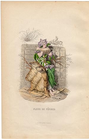 Antique Print-FLOWERS PERSONIFIED-WOMAN-POTATO PLANT-FLOURBALL-Grandville-1852