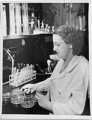 Vintage Photo of Woman Microbiologist Tests for Nobel Prize-Winning Antibiotic, Cure for Tubercul...