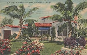 A Miami Beach Home In A Tropical Setting Linen Postcard