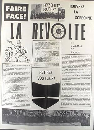 Faire face! La Révolte. Rouvrez la Sorbonne. Tract imprimé. 22 x 32 cm. Recto-verso.