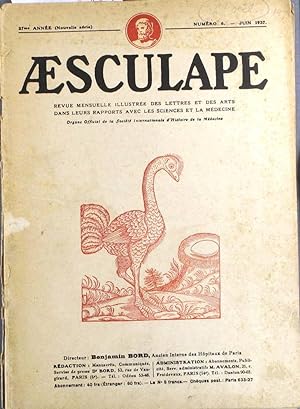 Aesculape 1937 : Numéro 6. Plusieurs articles sur l'ophtalmologie dans l'art Juin 1937.
