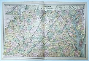 1889 Color Map of the States of Virginia and West Virginia