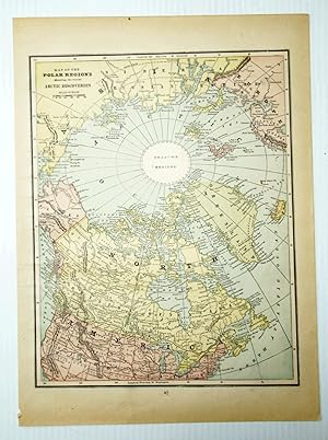 1889 Color Map of the (North) Polar Regions - Showing the Recent Arctic Discoveries