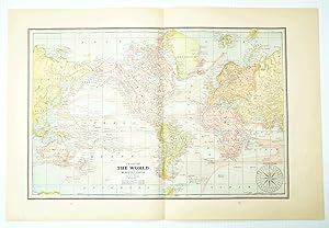 1889 Color Chart (Map) of the World on Mercator's Projection