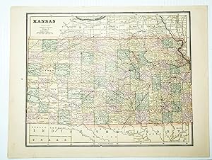 1889 Color Map of the State of Kansas