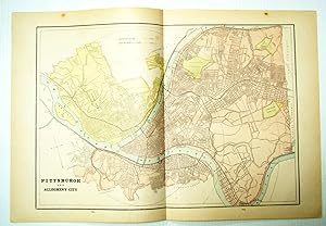 1889 Color Map of Pittsburgh, Pennsylvania (PA) and Allegheny City