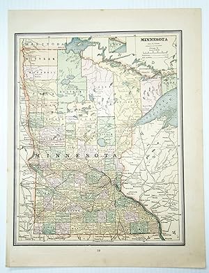 1889 Color Map of the State of Minnesota