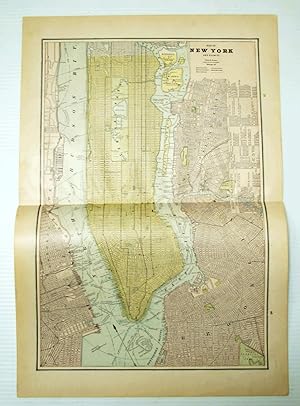 1889 Color Map of New York City (Manhattan) and Vicinity
