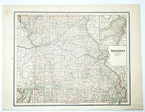 1889 Color Map of the State of Missouri