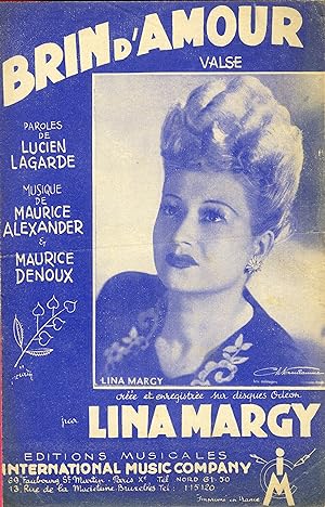 "BRIN D'AMOUR par Lina MARGY" Paroles de Lucien LAGARDE / Musique de Maurice ALEXANDER & Maurice ...
