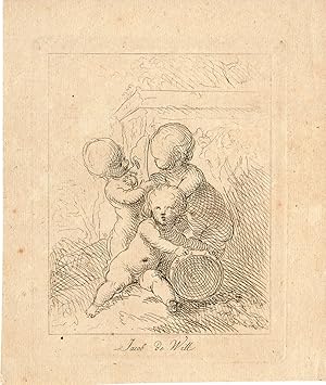 Antique Print-CHILDREN-MASK-MUSIC-TAMBOURINE-PLAYING-de Wit-c.1790