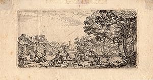 Antique Master Print-SOLDIERS-SLAUGHTER-SWORDS-VILLAGE-Callot-c.1632