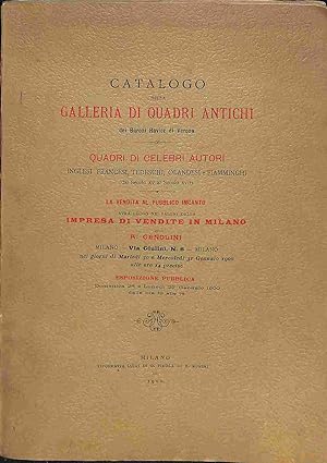 Catalogo della galleria di quadri antichi dei Baroni Ravicz di Verona.vendita al pubblico incanto...