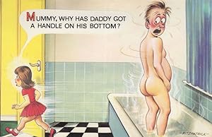 Bamforth Naked Man In Bath Stripper Comic Postcard