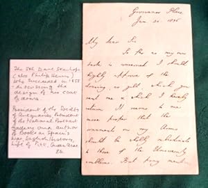 Double sided letter dated Jan 30th 1856. Unknown recipient but at Grosvenor Place, London)
