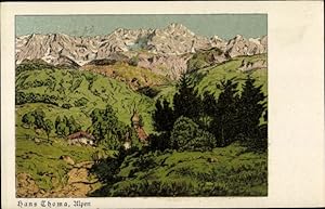 Künstler Ansichtskarte / Postkarte Thoma, Hans, Alpen, Kirche, Gebirge