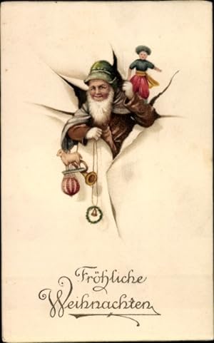 Ansichtskarte / Postkarte Frohe Weihnachten, Weihnachtsmann mit Geschenken