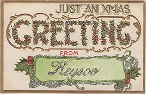 Keysoe Christmas Greetings Bedfordshire Real Glitter Antique Postcard