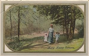 Many Happy Returns Racial Harmony Greetings Old Postcard