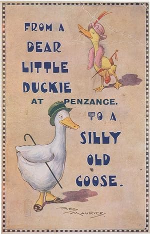 Penzance Cornwall Duck Bird Goose Antique Greetings Postcard