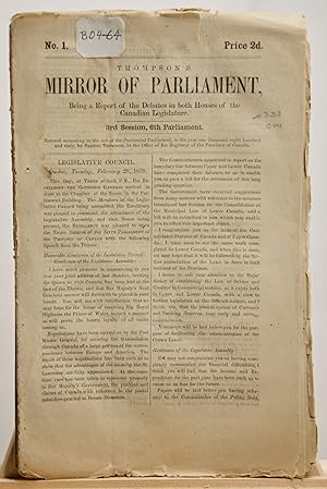 Thompson's mirror of Parliament : being a report of the debates in both Houses of the Canadian le...