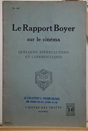 (Cinéma) Le rapport Boyer sur le cinéma. Quelques appréciations et commentaires