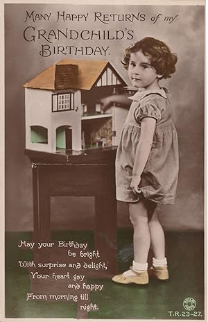 Antique Doll House Present For Grandchilds Birthday Real Photo Postcard