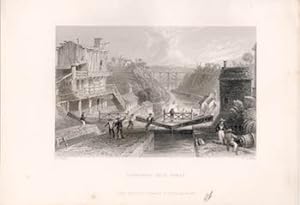 Lockport, Erie Canal. (B&W engraving).