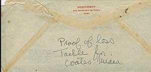 Original documents about Ernest Hemingway's insurance claim for lost Hardy Zane Grey fishing rods...