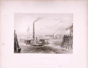 The Ferry at Brooklyn, New York. (B&W engraving).