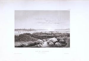 Bay of New York From Hoboken. (B&W engraving).