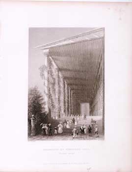 Colonnade of Congress-Hall: Saratoga Springs. (B&W engraving).